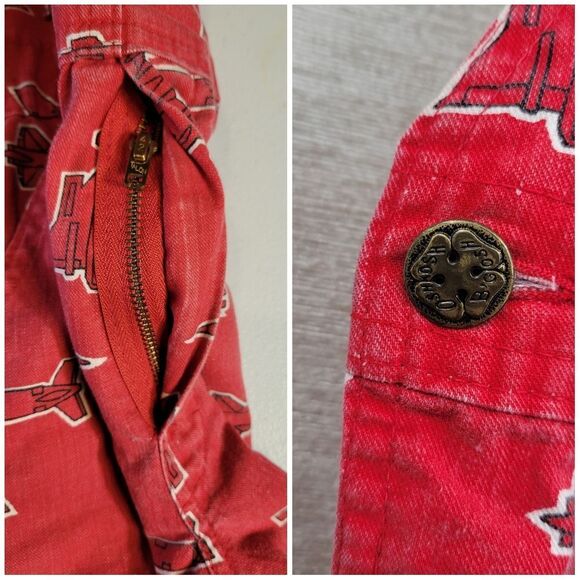 Oshkosh Vintage Vestbak Red Airplane Print Overalls Size 7 - Picture 16 of 16